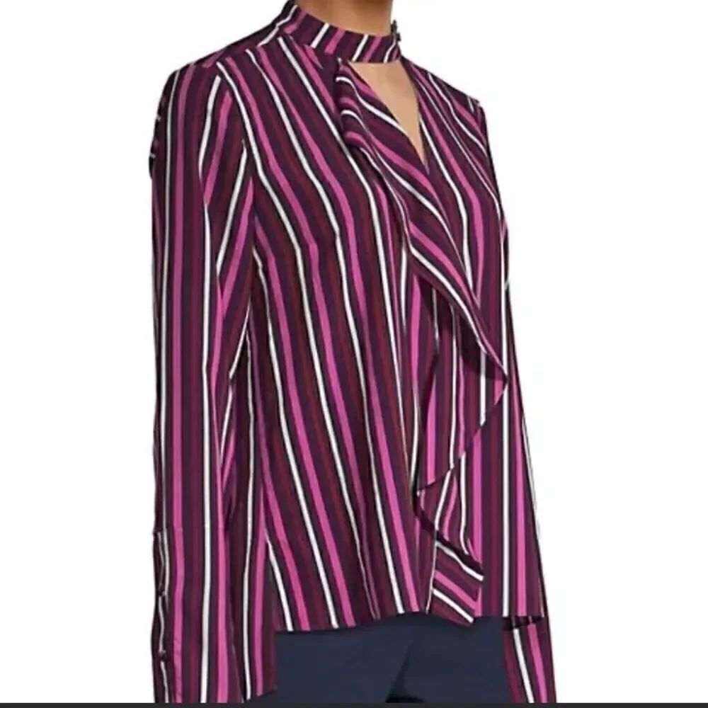 DEREK LAM 10 CROSBY
Striped Cut-out Top In Mulberry